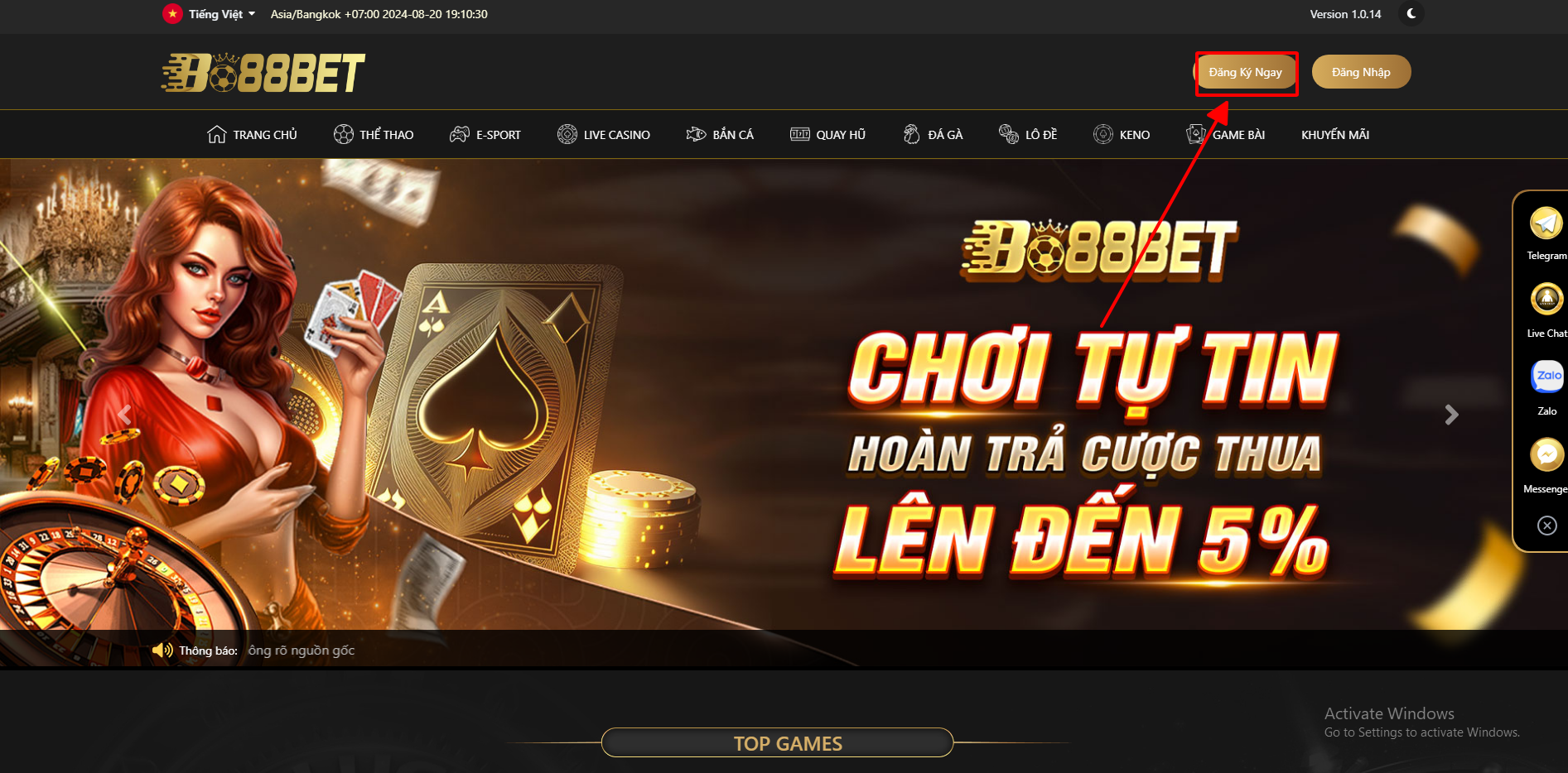 Đăng kí tài khoản bong88 tại nhà cái bo88bet